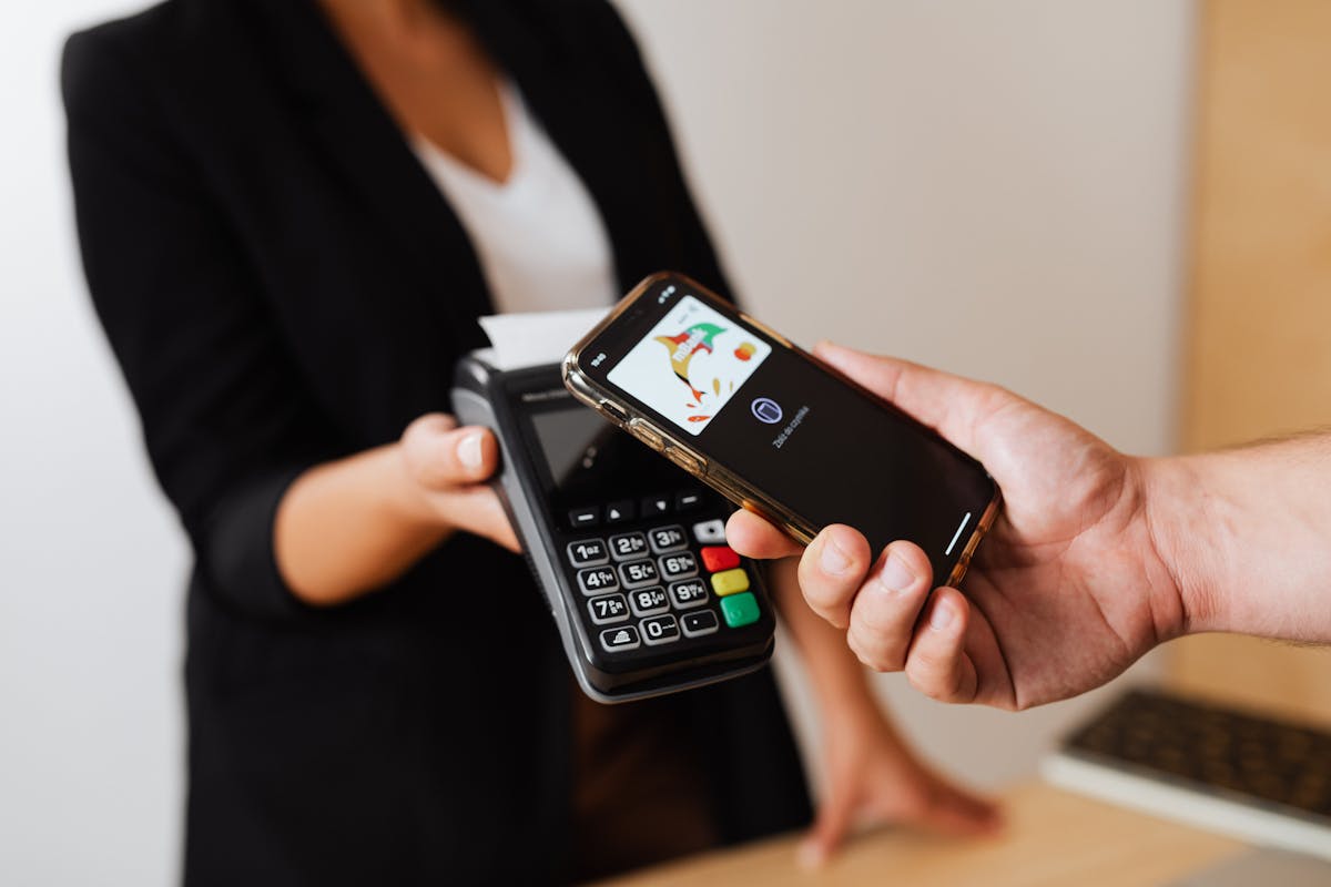 Person making a payment with a smartphone
